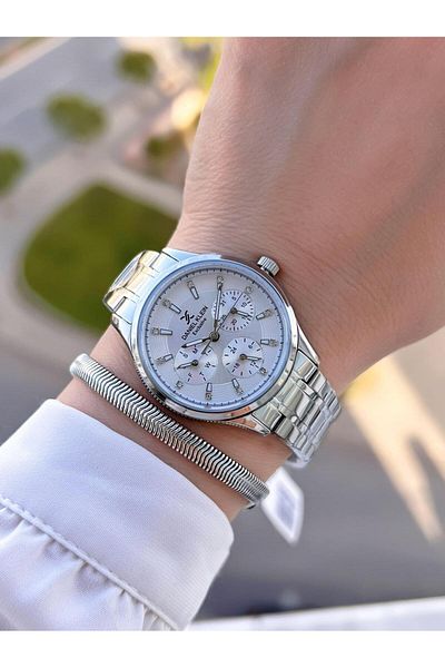 Daniel Klein Full Function Steel Cord 30 Mt Water Resistant Silver Color Women's Wristwatch Bracelet