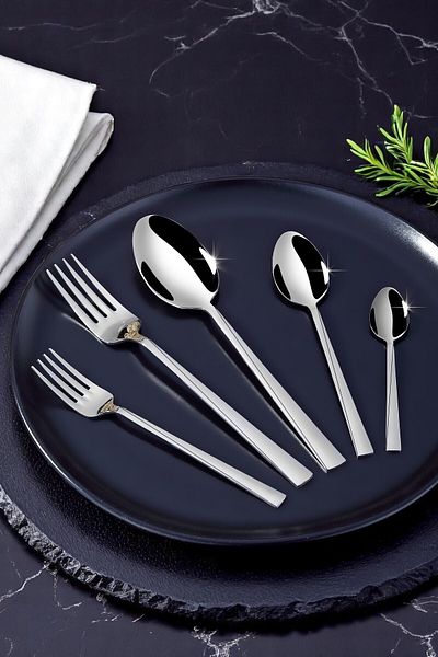 Gökdil Asrin Gold Touch Luxury 18/10 Steel Boxed Master Fork and Spoon Set 30 Pieces