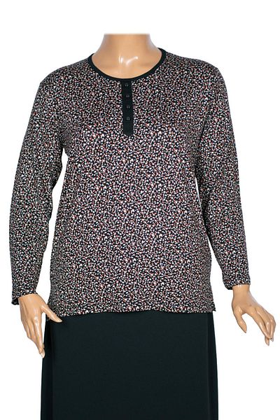 Pıtırcık Cimariva Women's Vera Large Size O Neck Cotton Combed Black Blouse