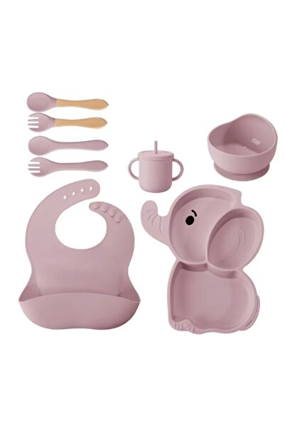 Flippy Set 10 Pieces Dining Set, Flippy, for Babies and Children, Silicone/Wood, with Non-Slip Suction, All