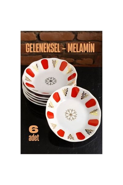 Skygo Melamin Çay Tabağı 6 Adet Geleneksel Türk Çay Bardağı Altlığı
