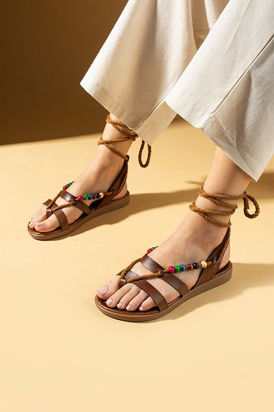 Pembe Potin Women's Tan Comfortable Poly Sole Daily Summer Basement Style Sandals