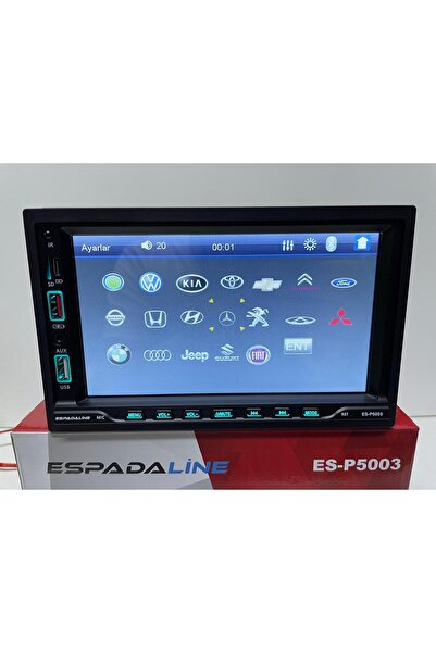 ESPADA ES-P5003 7" DABIL TEYP BLUETOOTH ÇİFT USB SD AUX TYPE-C AMFİ ÇIKIŞI KAMERA HEDİYE