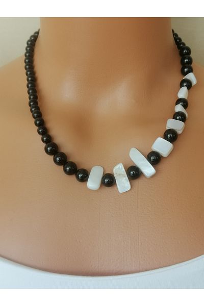 LemaStone Natural Stone Necklace ,Earring Set;Black Tourmaline & Stone ,Brass Gold No Tarnish Earrings