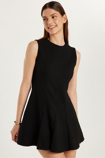 Tudors Women's Slim Fit Zero Sleeve Crew Neck Black Blouse