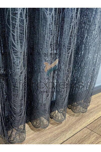 farbateks Anthracite Gray Glassy Rustic Tulle Curtain Eyelet Curtain Rustic Tulle Curtain