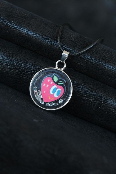 Skygo Strawberry Figured Black Leather Cord Necklace - Tj-Bko4490-Ks