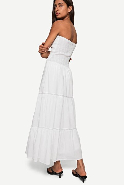 Bershka Flounce bandeau midi dress