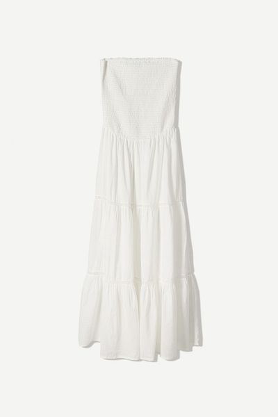 Bershka Flounce bandeau midi dress