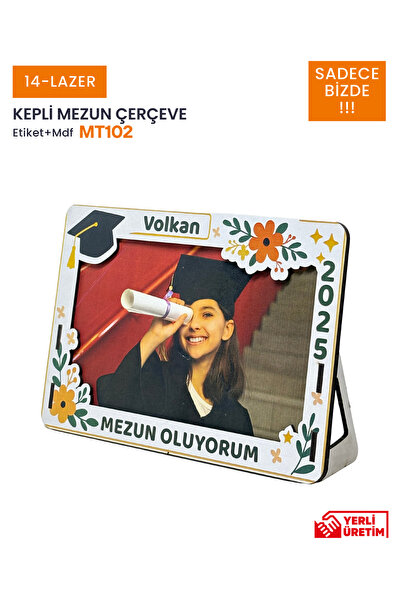 14lazerkesim KEPLİ ÇİÇEKLİ MEZUNİYET ÇERÇEVESİ 5 ADET