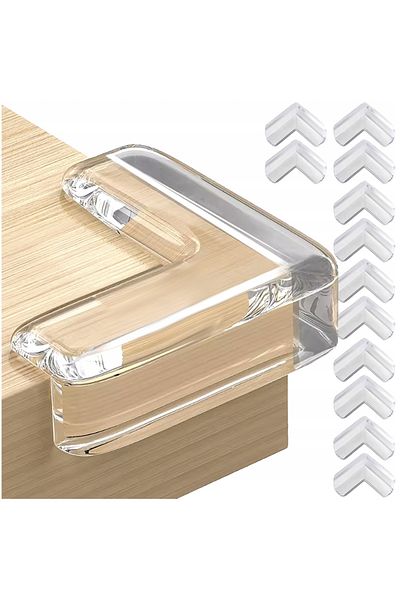 zola Set of 12 furniture corner protectors, with adhesive, PVC, 4 x 4 x 1.3 cm, transparent