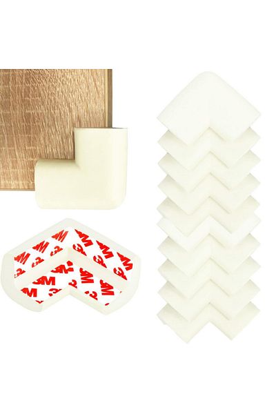 zola Set of 10 foam corner protectors, for child safety, 6x3.5x0.8 cm, cream