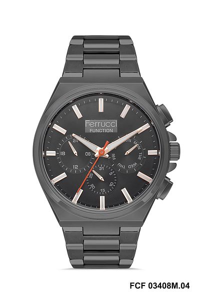 Ferrucci Fc 03403m Men's Black Function Wrist Watch and Bracelet Gift