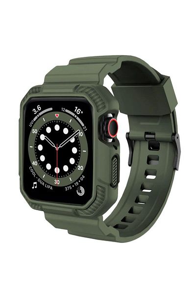 REDz Accessories Strap With Included Case 2 In 1, Ultra Armor, For Apple Watch, Silicone, Khaky - Watch 42/44/45 Mm
