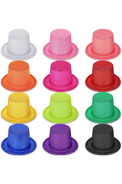 Skygo Mixed Color Glitter Cylinder Party Hats (12 Pcs)