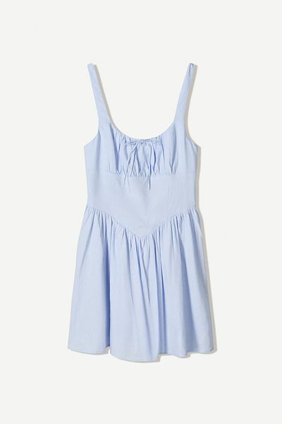 Bershka Linen blend flared mini dress