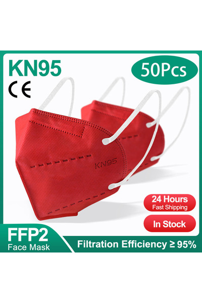 Choice KN95-50 قطعة - أحمر 10-200 قطعة كمامة ffp2 سوداء kn95 ماسكاريلا سوداء ...