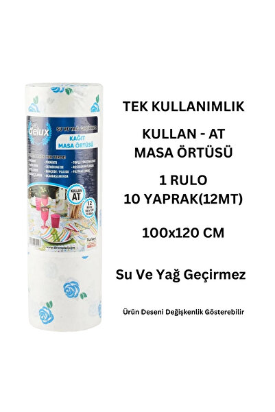 ELDİPA Kullan At Masa Örtüsü 12 Metre | 10'lu Rulo 100x120 cm | Su ve Yağ Geçirmez | Tek Kullanımlık