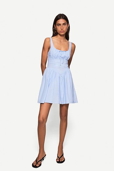 Bershka Linen blend flared mini dress