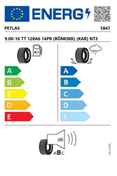 Petlas 9.00-16 TT 128A6 14PR (RÖMORK) (KAR) NT3 Römork Lastiği (Üretim Tarihi:2025)