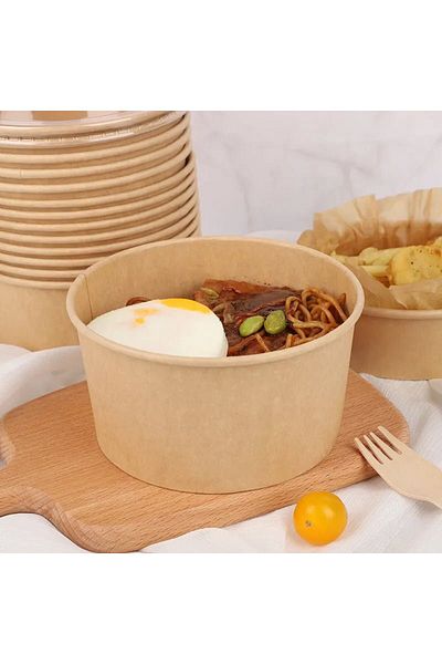 Generic علب من ورق كرافت بغطاء مناسبة للميكرويف 1000مل