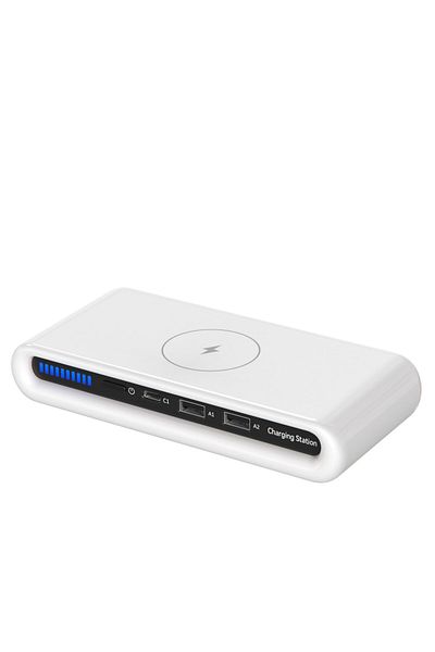 MACVI Incarcator fara fir Macvi® 4 in 1 cu conectare USB-C si 2 sloturi USB