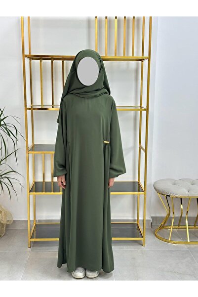 erasra class Kız Çocuk Tesettür Elbise,sufle Eşarp Takım Yeşil