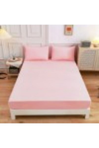 Bahar Tekstil Fitted sheet with elastic and 1 pillowcase, 100% cotton, 120x200cm, Pink