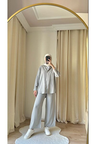 Suede Style 8995 - Stylish and Comfortable Women's Fabric Pants Shirt Set