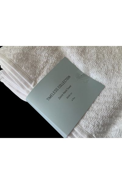 Madame Coco Zeste 4-Piece Hand Towel Set - 100% Cotton - 30X45 cm - White/Red - 430 G/M²