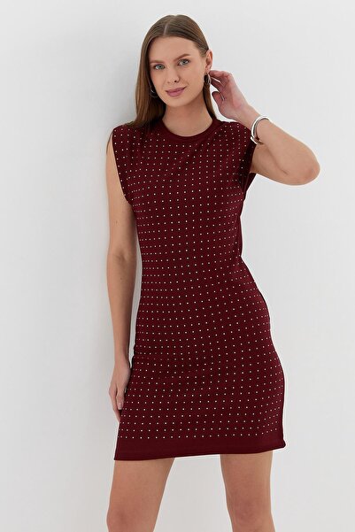 Shopping Shop Φόρεμα με στάμπα από πέτρα Claret Red