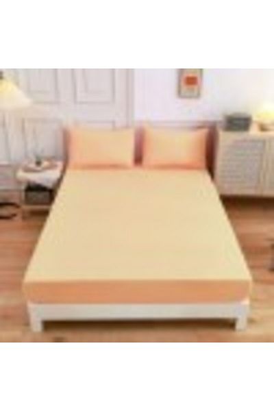 Bahar Tekstil Fitted sheet with elastic and 1 pillowcase, 100% cotton, 120 x 200 cm, Peach Beige