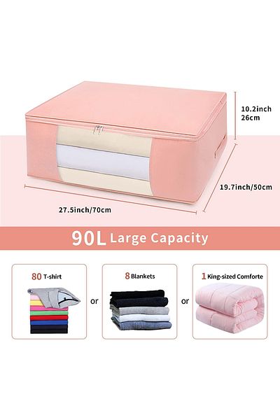 Primo Plus 5 Pack 70x50cm Large Storage Bags, 90L Clothes Storage Organizers Storage Containers Thick Fabric