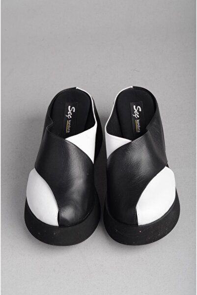 SEÇ KUNDURA SEÇ 883649 ΓΥΝΑΙΚΕΙΕΣ ΠΑΝΤΟΦΛΕΣ ΜΕ ΤΑΚΟΥΝΑ ΠΛΑΤΦΟΡΜΑ ΓΝΗΣΙΟ ΔΕΡΜΑ (Ύψος τακουνιού: 7cm) ΜΑΥΡΟ-ΛΕΥΚΟ