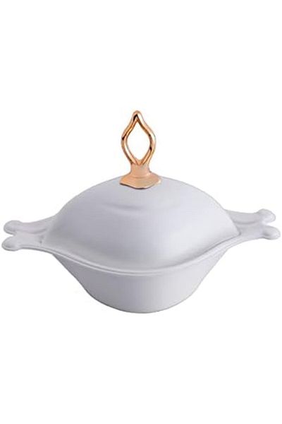 ALSAIF Steel Date Plate With Lid From , 13cm, White/gold