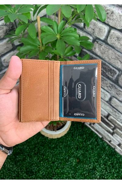 GUARD Θήκη πιστωτικής κάρτας Mini από γνήσιο δέρμα - Antique Tan Color