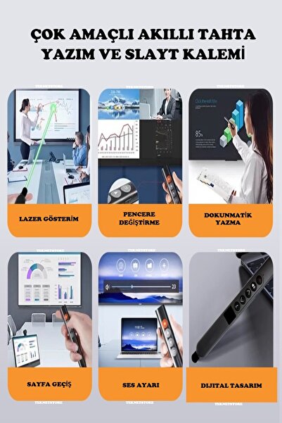 TEKNETSTORE Akıllı Tahta Dokunmatik Yazım Kalemi Slayt Dijital Sunum Kumandası Wireless Presenter Pointer