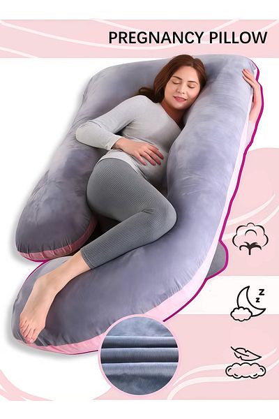 Yelajoy G-Shaped Full Body Pregnancy Pillow, Comfort Support, with Removable Cover, for Pressure Relief,Grey