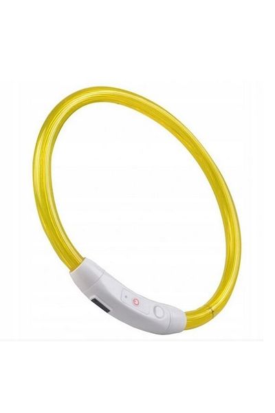 zola USB LED collar for dogs/cats, 3 lighting modes, 55 cm, adjustable, rubber, yellow