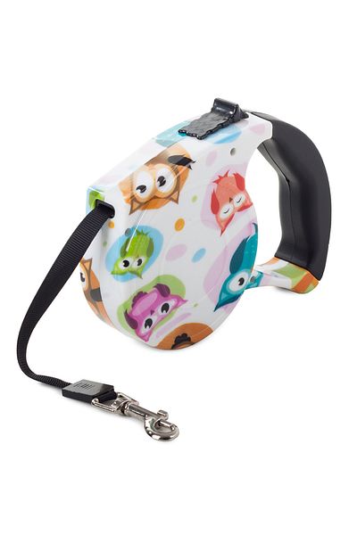 zola Lesa mecanica pentru caini,5 m, greutate maxima suportata 15 kg, alba cu bufnita