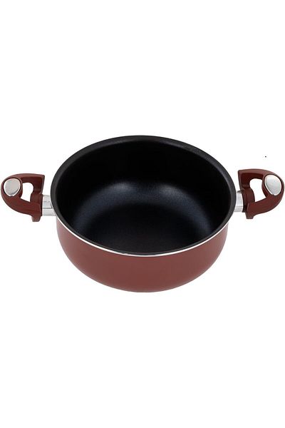 ALSAIF Vitro Non-stick Aluminum Cooking Pot With Stainless Steel Cover, Size: 30 Cm, Red Color