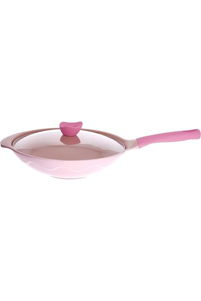 ALSAIF Alumina Vita Non-stick Frying Pan By Emircook, Size: 32 Cm, Pink, Aluminum, From El-saif Co