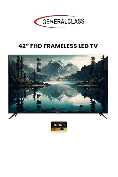 General Class LED TV Frameless 42 Inch - Full HD, HDMI Ports, USB Ports, Stereo Sound - Model 42U