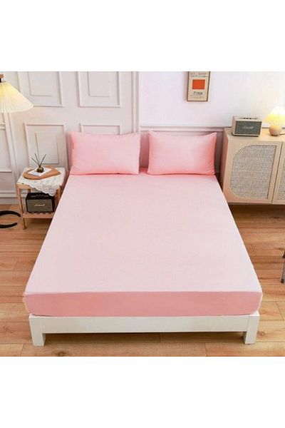 Bahar Tekstil Fitted sheet with elastic and 1 pillowcase, 100% cotton, 120x200cm, Pink