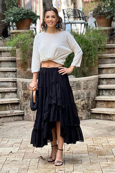 Nevin Kaya Moda Fustă neagră spaniolă