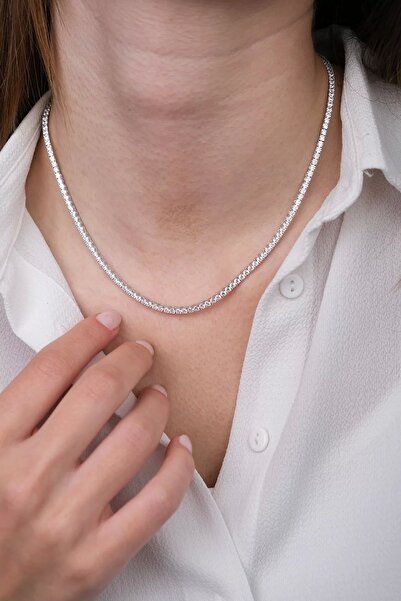 Güzide Kuyumcu 14 Ayar Beyaz Altın 3mm Su Yolu Kolye 645