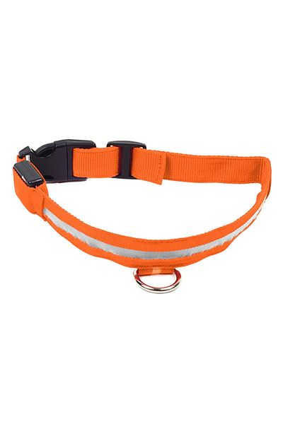 zola Zgarda LED catei, 3 moduri iluminare, impermeabila, marime S, 32-37 cm, portocalie