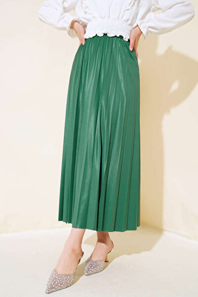 agm Leather Look Pleated Skirt