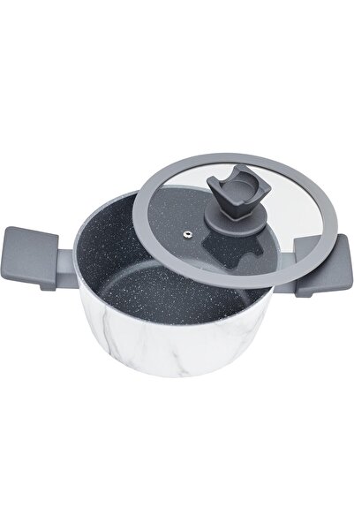 ALSAIF 8-pieces Cookware Set With Non-stick Marble Coating Technology, Glass Cover, Scratch Resistance