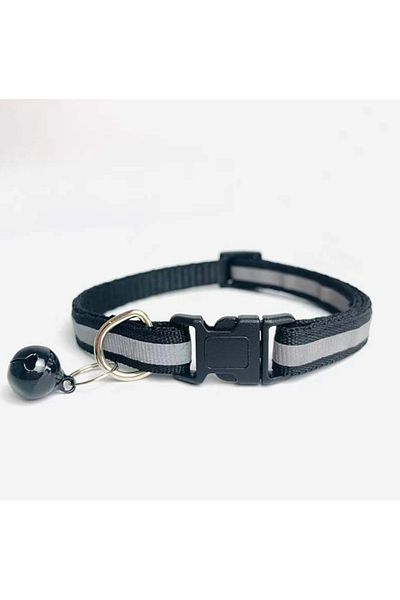 zola Zgarda reflectorizanta pentru caini/pisici, cu clopotel, reglabila, marime 21-33 cm, neagra